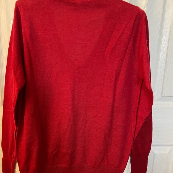 NWOT Merino Acrylic blend V-Neck Red light weight long sleeve sweater - Picture 3 of 10
